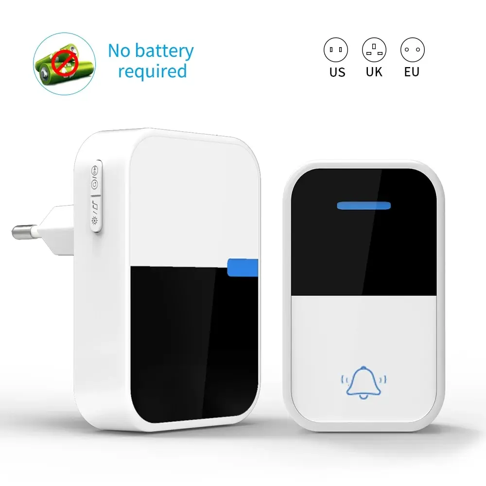 Wireless Doorbell without Battery 433mHz EU UK US Plug 150m Long-distance Home Intelligent Safety Alarm