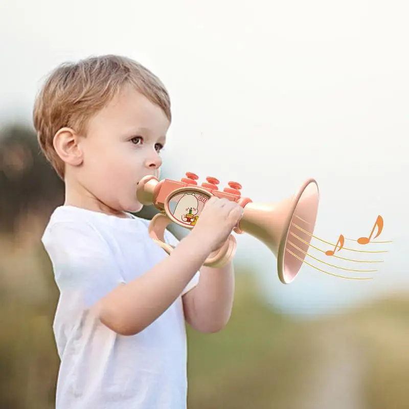 Toddler Trumpet Cute Mini Trumpet Cartoon Clarinet Kids Music Instruments Blow Horn & Noise Makers For New Year Parties Kids
