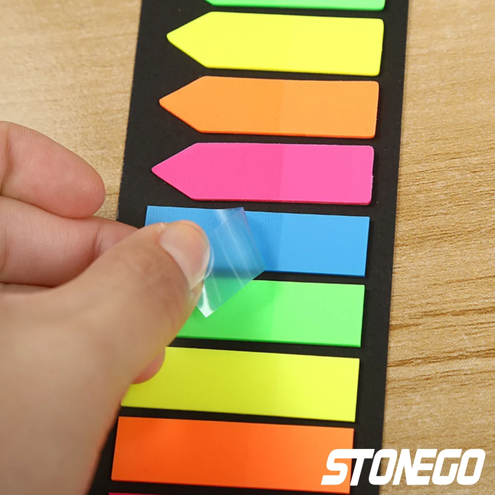 Paper Bookmark 200 Sheets Fluorescence Self Adhesive Memo Pad Sticky Notes Marker Student Office Supplies