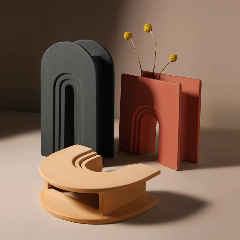 

Creative Nordic Morandi Arched Vase Decoration Living Room Flower Arrangement TV Cabinet Decoration