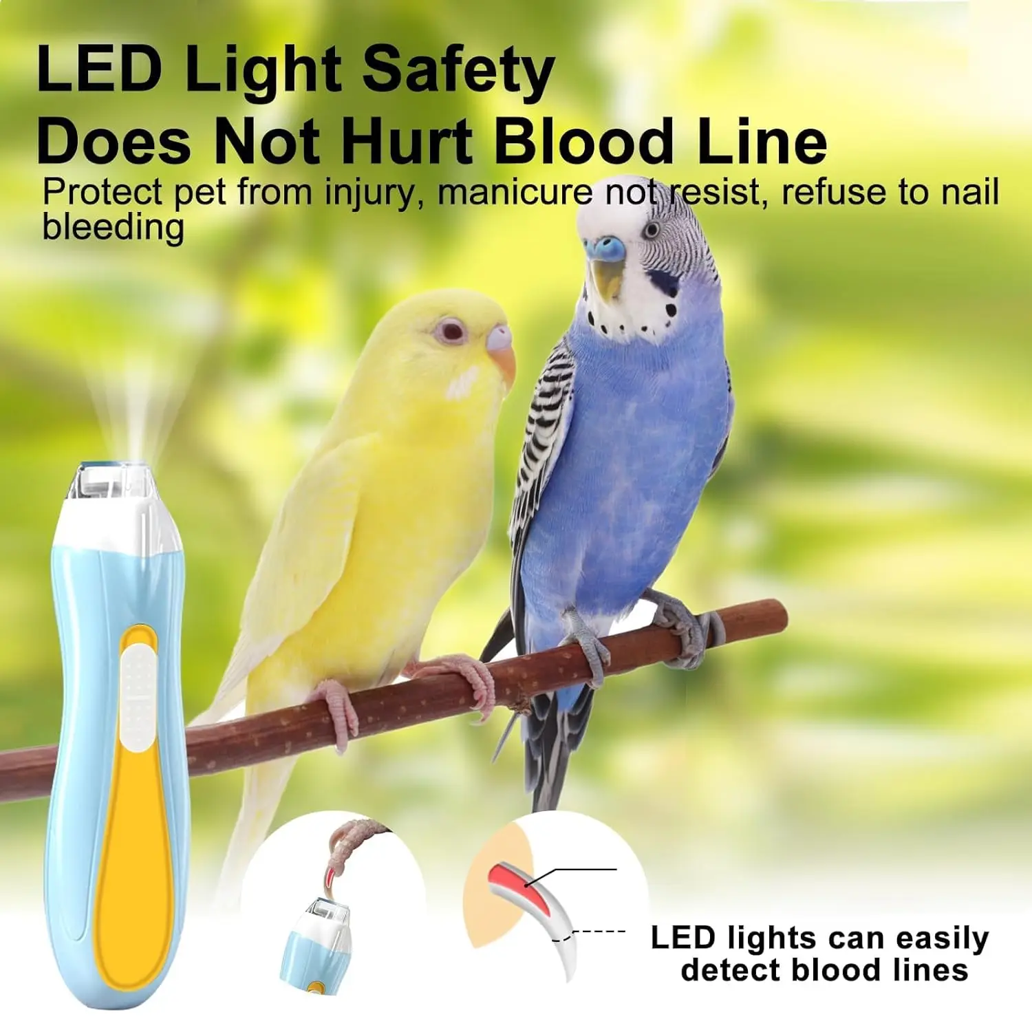 Bird Nail Clipper Bird Nail Grinder Bird Beak Trimmer With Led Lights Pet Electric Nail Polisher With 6 Grinders Adjustable Speed For Budgies Ect