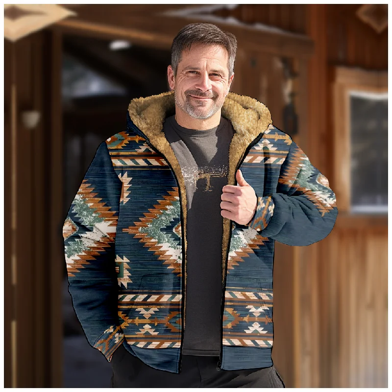 New Totem Italian Cotton Coat Hooded Sweater Casual Print Long Sleeve Zipper Sweater Thick Cotton Coat Autumn and Winter a38