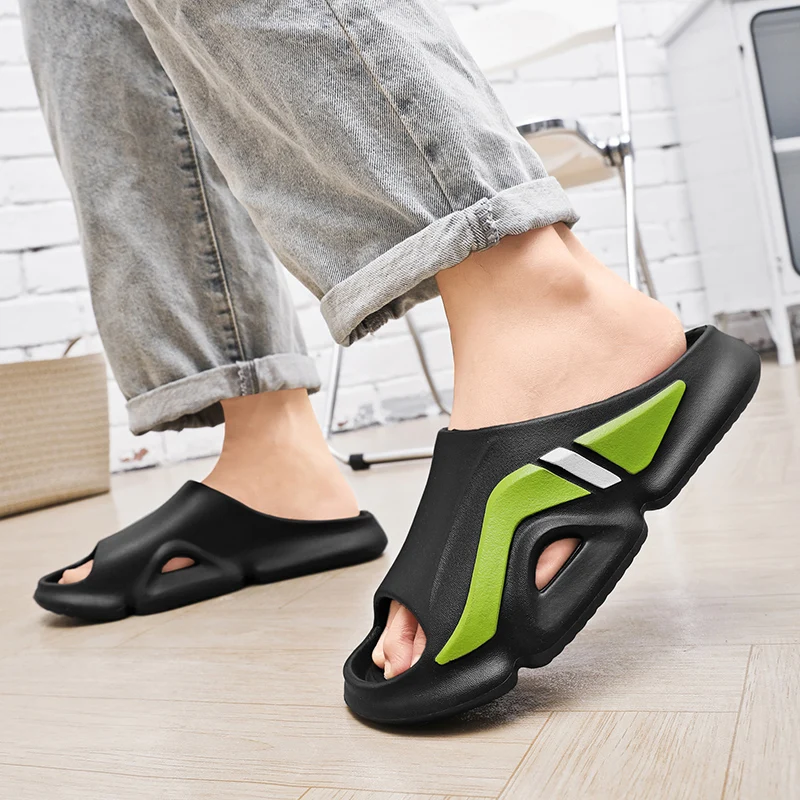 

Summer Beach Shoes for Men 2023 Fashion Breathable Platform Slippers for Men Casual Home Non-slip Bathroom Male Slides Shoes