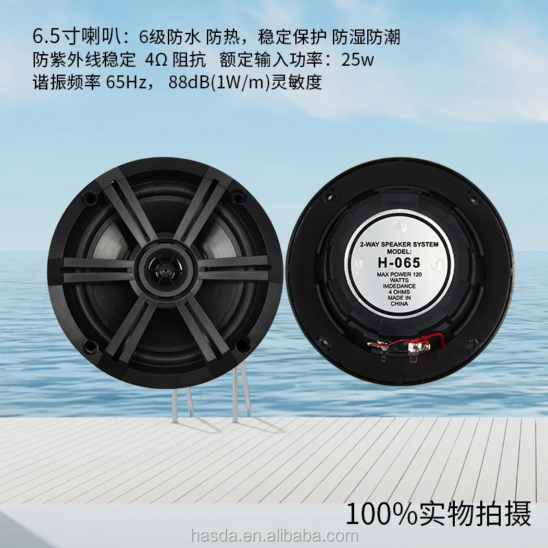Single DIN Marine BT Receiver Stereo System And DVD Player With 1 Pairs 6.5 Inch Waterproof Speakers For Boat Motorbike H3008