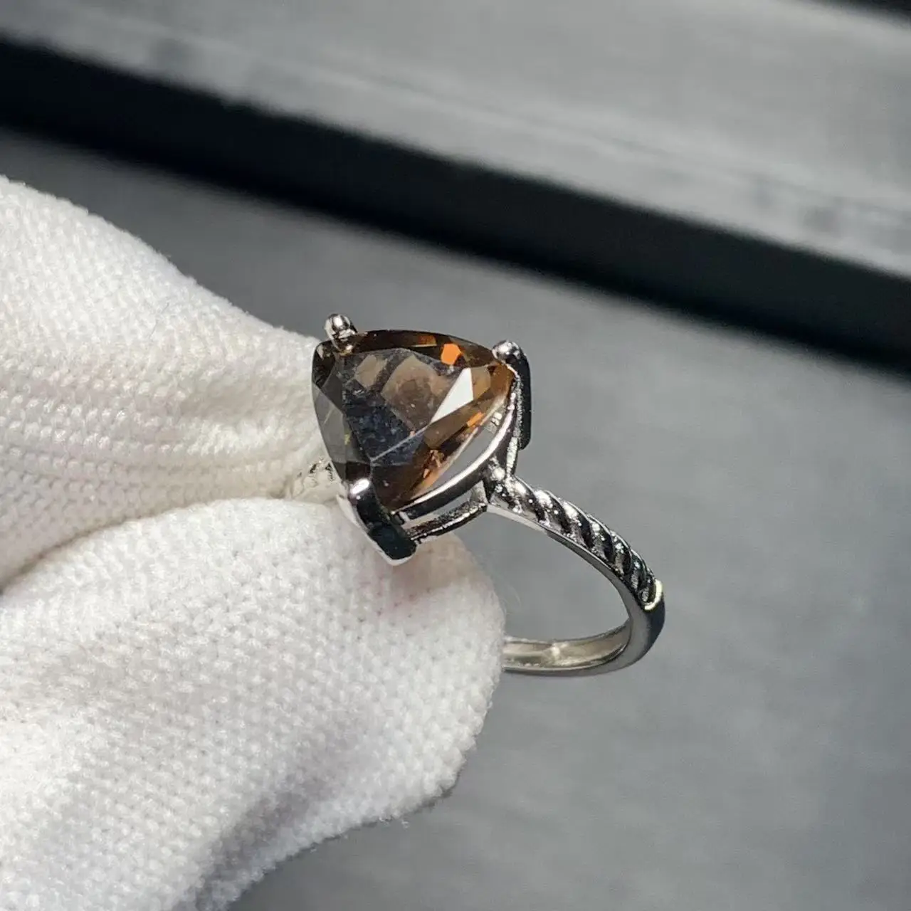 MM Natural Smoky Quartz Ring Adjustable Female Ring Jewelry for Women Gift Wholesale High Quality Vintage Fine