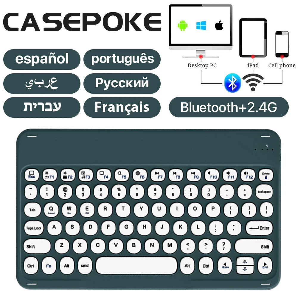 Casepoke-teclado Multilíngue para Ipad Ultra-fino Silencioso Samsung Acadêmico Xiaomi Tablet Universal Mouse