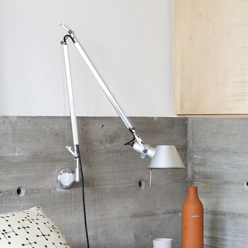 Nordic industrial style wall lamp, bedroom, bedside desk, reading, folding, long rod, rocker arm, long arm LED wall lamp 5