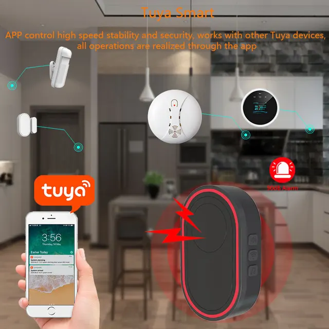 Tuya WIFI Home Security Alarm System APP Remote Control Panel Support Network Smart Home Security Alarm Kit For Alexa Google 6