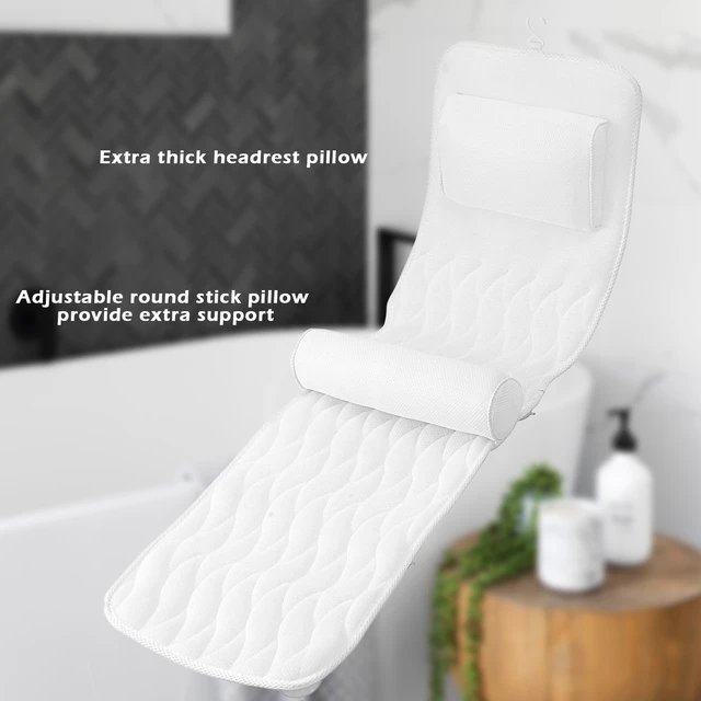 Home+Solutions 2 Piece Deluxe Bath Pillow & Mat Lounger Set, 36x17