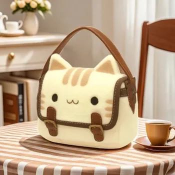 Simpatica borsa per gatti in peluche Zaino fatto a mano con animali di peluche carino Borsa a tracolla di grande capacità