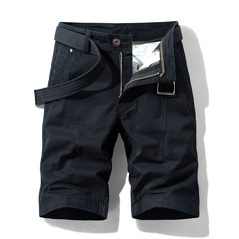 2024 New Cargo Shorts Men's Elastic Waist Mountaineering Sports Fashion Brand Loose Straight Casual All-Match Cropped Pants