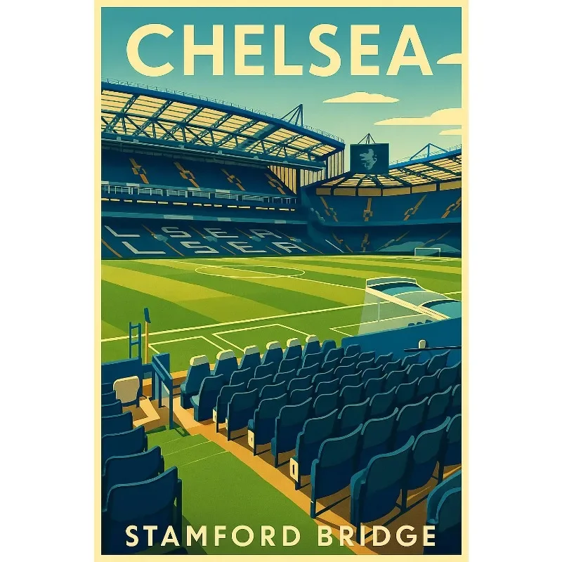 Retro Football Field Canvas Painting - Iconic Stadium Wall Art and Home Decor