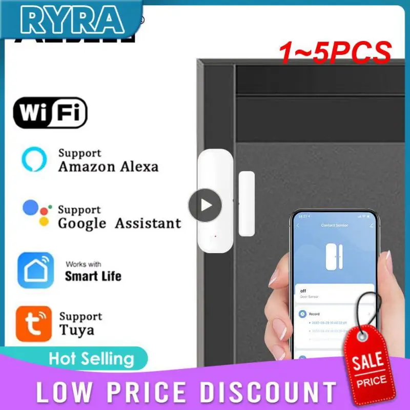

1~5PCS Tuya Smart WiFi Door Sensor Window Sensor Door Magnetic Alarm Detector Independent Magnetic Sensor Work with Alexa