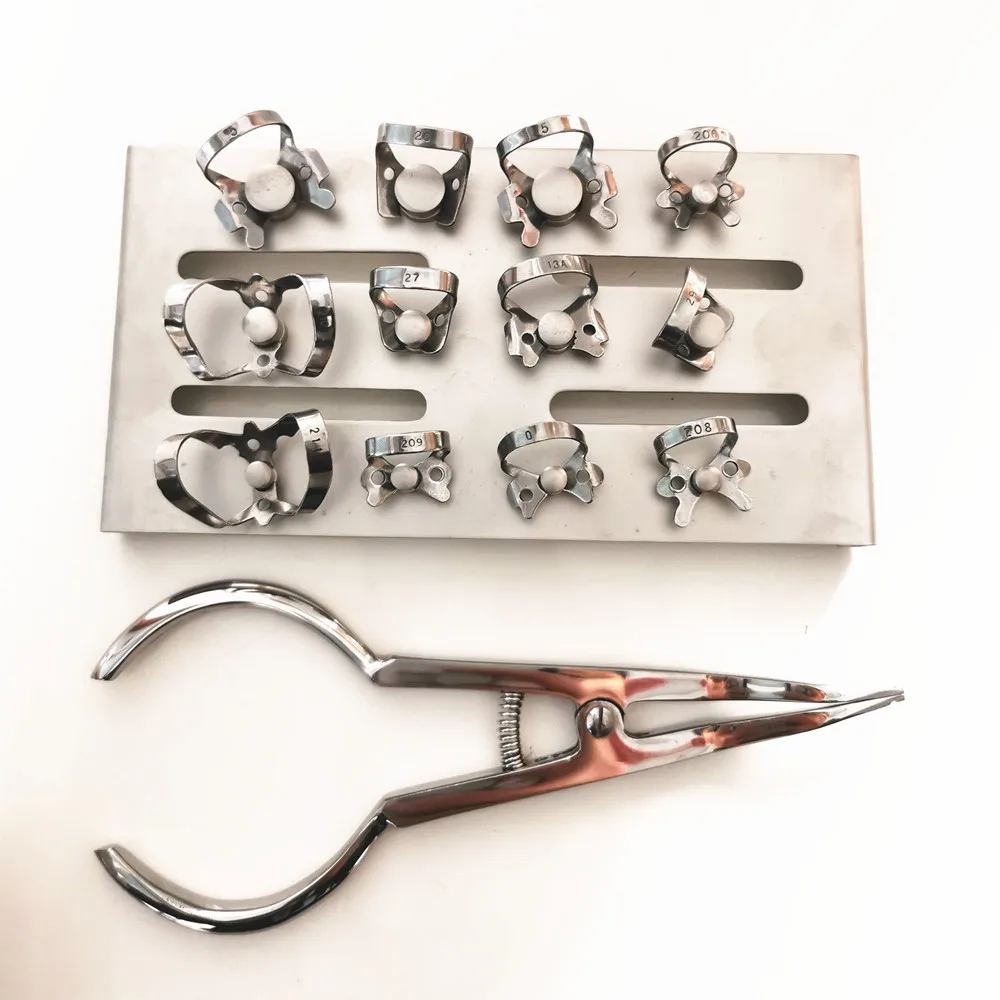 1 Satz zahn ärztliche endodon tische Gummi damm klemmen restaurative Barriere clip halter Edelstahl schalen halter Zahnarzt chirurgie ausrüstung – Detail 4