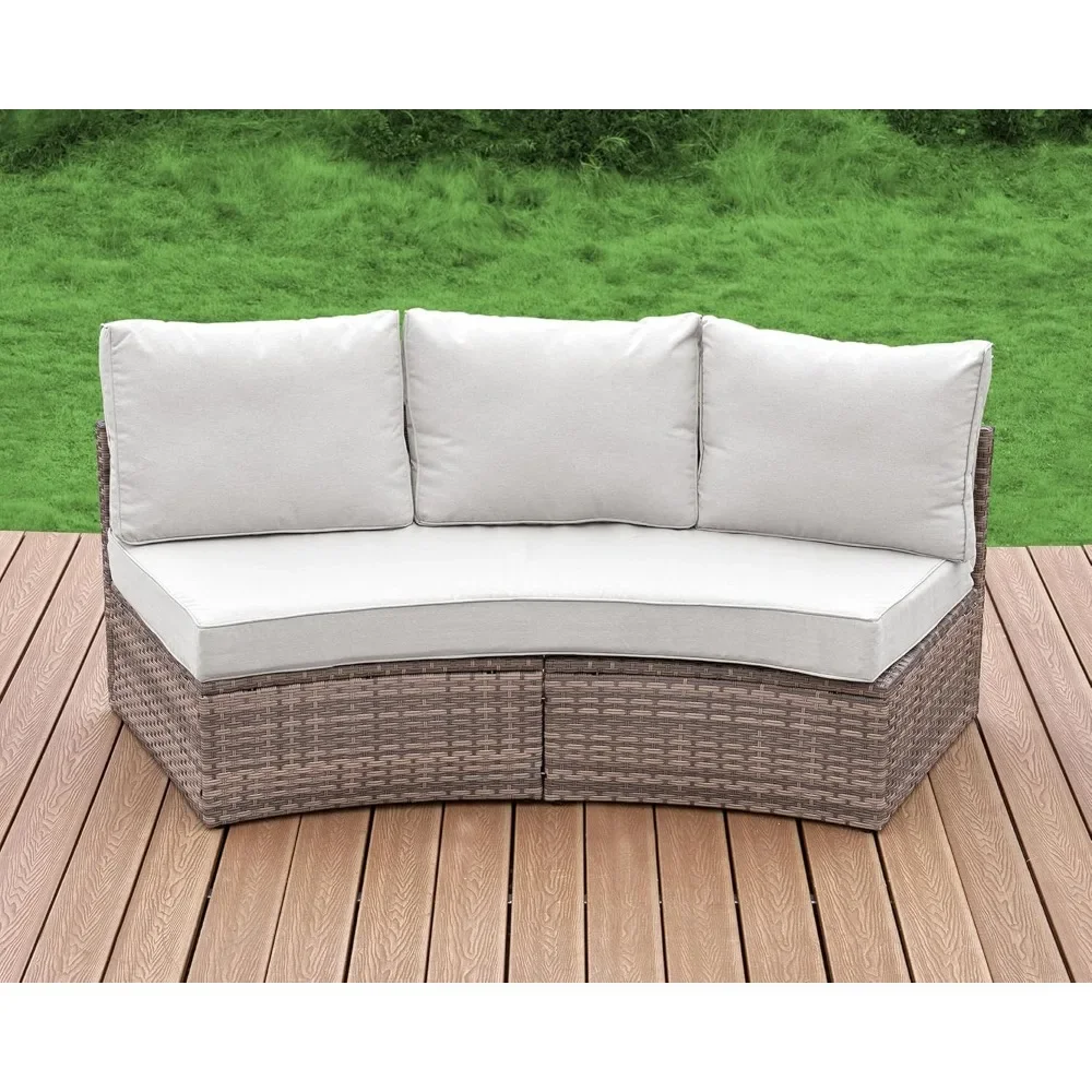 Patio Furniture Sets, Half-Moon Sectional Round Sofa Set, Outdoor Patio Furniture with Cushions, Garden Furniture Sets