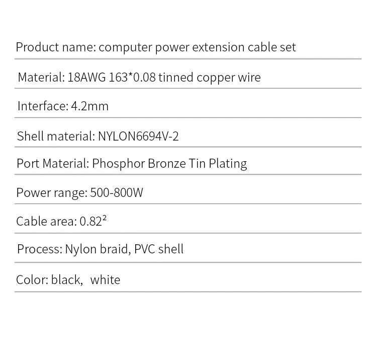 TEUCER CPU PSU Extension Cable 30cm 3 in 1 Motherboard ATX 24Pin GPU PCI-E 6+2Pi