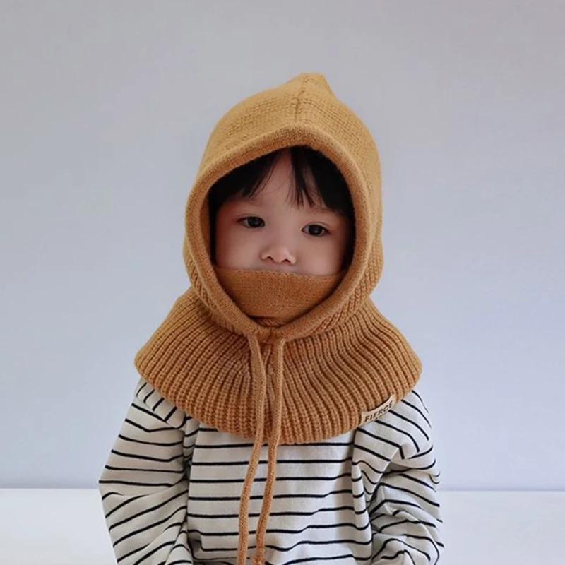 Stylish Hooded Hat Neck Warmer for Children Scarf Hat for Outdoor Activities School and Travel Windproof