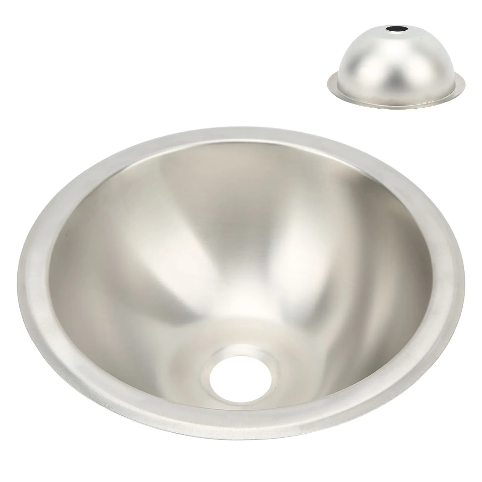 RV Sink RV Motorhome Camper Smoothing Sink 304 Stainless Steel Wiredrawing Smoothing Space Saving Round Rv Sink For Rv Yachts Boat