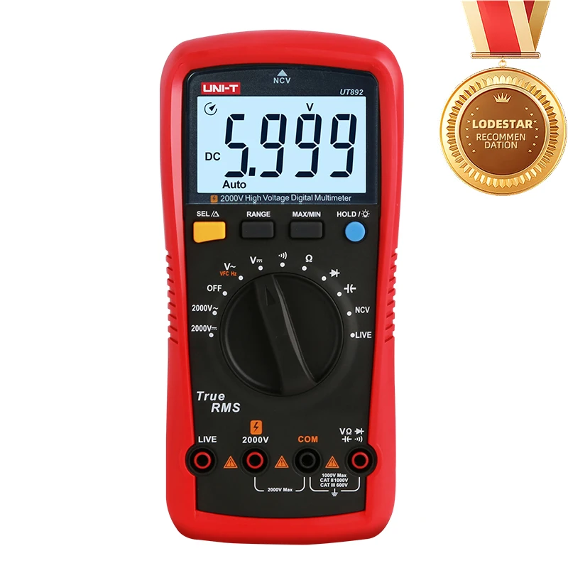 

Цифровой мультиметр высокого напряжения UNI-T UT892 2000 в для шахтного вольтметра постоянного и переменного тока, истинное среднеквадратичное значение, тестер конденсаторов, измеритель частоты