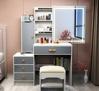 Table de maquillage moderne en spanTable, tabouret de proximité, miroir coulissant simple, armoire de rangement simple, chambre à coucher, petit appartement, longueur, nouveau 4