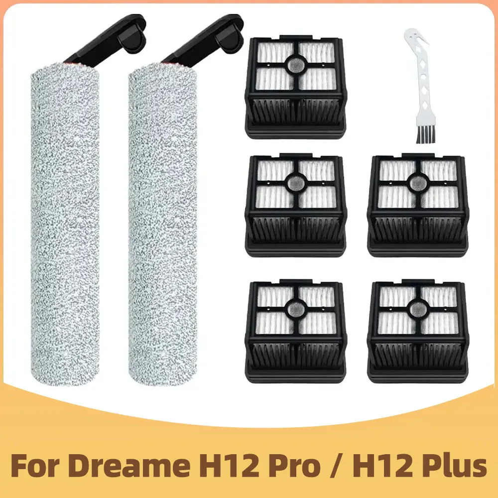 Compatível com Dreame H12 Proh12 Plus Core Escova de Rolo Macio Peças de Reposição para Aspirador de pó Molhado e Seco Filtro Hepa Acessórios