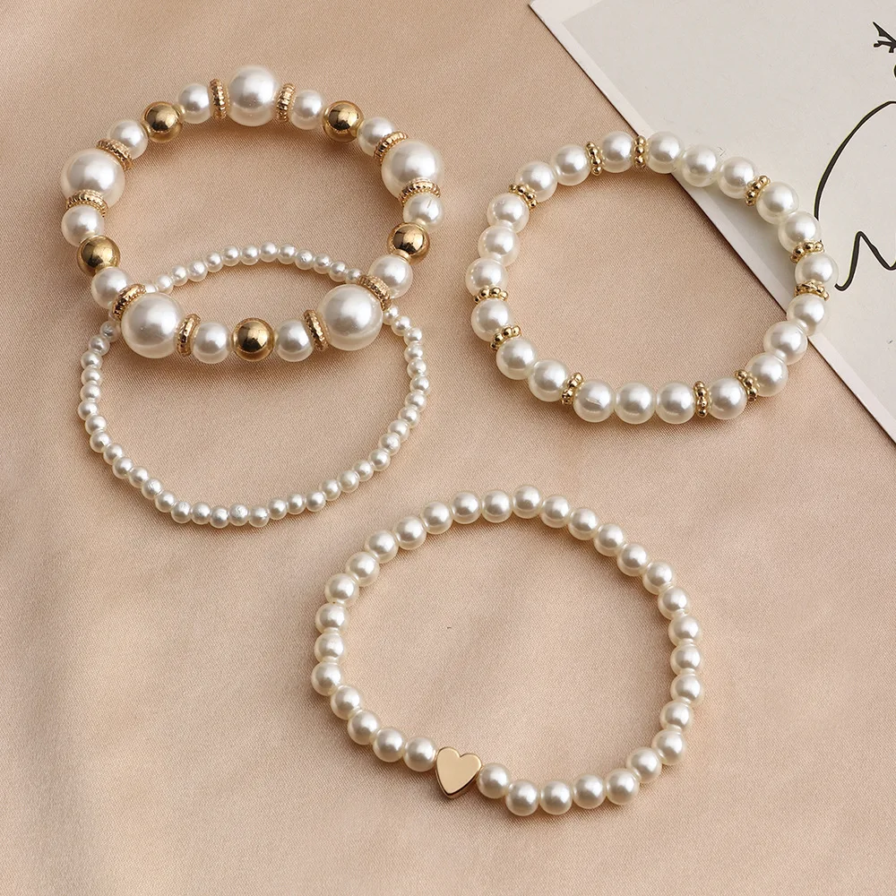 Pearl Bracelet 4pcs Real Freshwater Round Pearl Bracelet For Women Natural Pearl Bracelet Jewelry