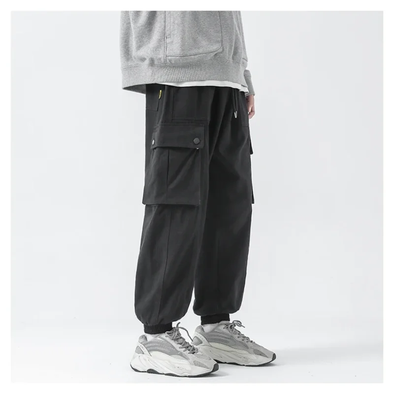 2024 Autumn and Winter New Simplicity Fashion Men's Clothing Splicing Pockets Trend Drawstring Versatile Solid Color Plush Pants
