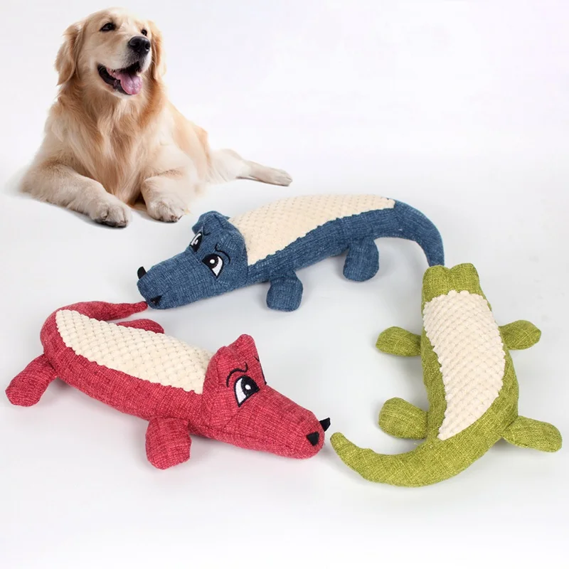 

Pet Chew Toys Interactive Cartoon Plush Alligator Shape Dog Sound Toy for Small Large Dogs Gnawing Grinding Teeth Supplies