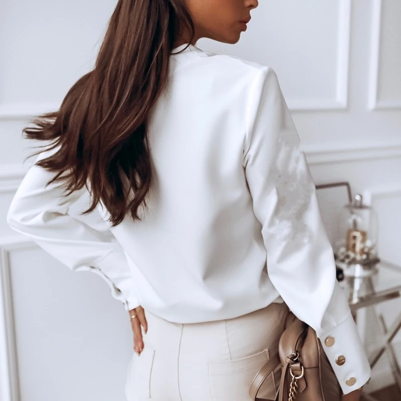 Blusas Fashion Woman Shirts 2021 Spring Casual Solid Blouse Long Sleeve White  Black Korean Tops Cotton Loose Chic Cardigan 10619 - Blouses & Shirts -  AliExpress