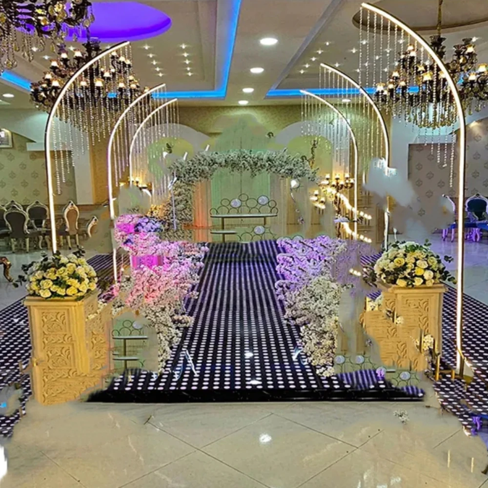 6pcs)H170cm no light) acrylic bead wedding backdrop decoration for Wedding Geometric Metal tall wedding backdrop Flower Stands