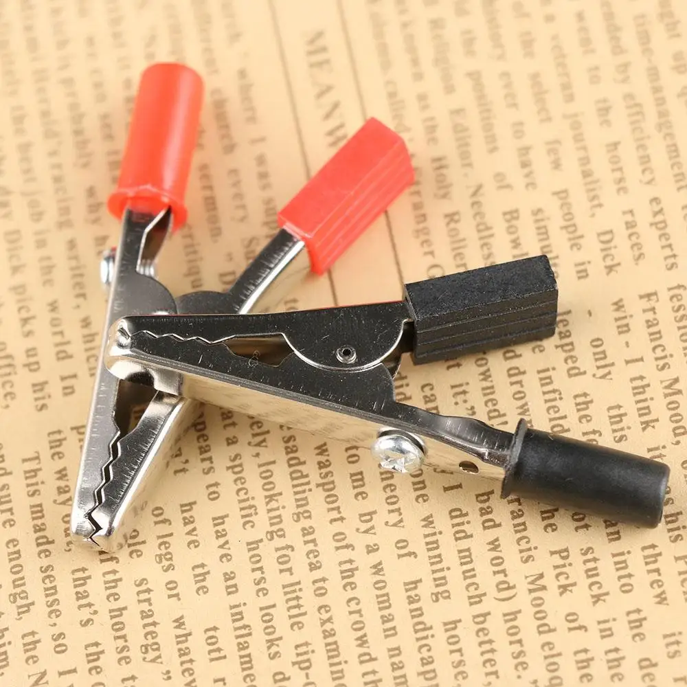 Test Probe Plastic Handle Alligator Clip 5Pcs Color Random Black/Red Electrical Jumper Wire Cable Leads Wire Accessories alligator clips,test probes,electrical test wire,test lead wire,test lead cable,test cable,test cable lead,test leads,test clip