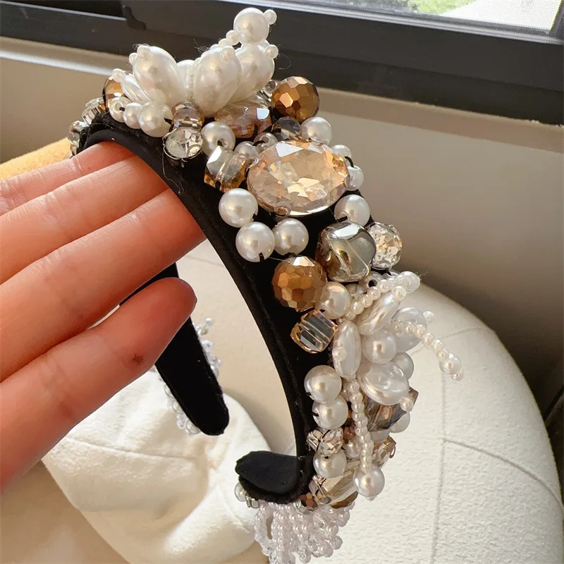 

2023 Women hairbands Crystal Pearl Tassel Fashionable Retro Hair Accessories 2023 New