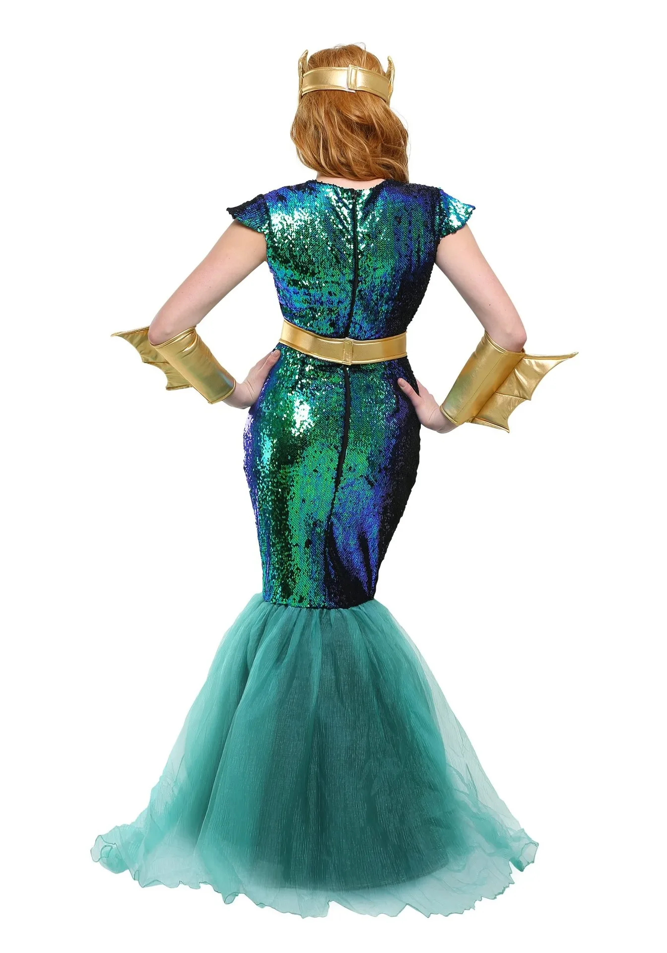 PAIDAXING Gonna da donna estiva da donna, con coda di sirena, principessa, con paillettes, maxi