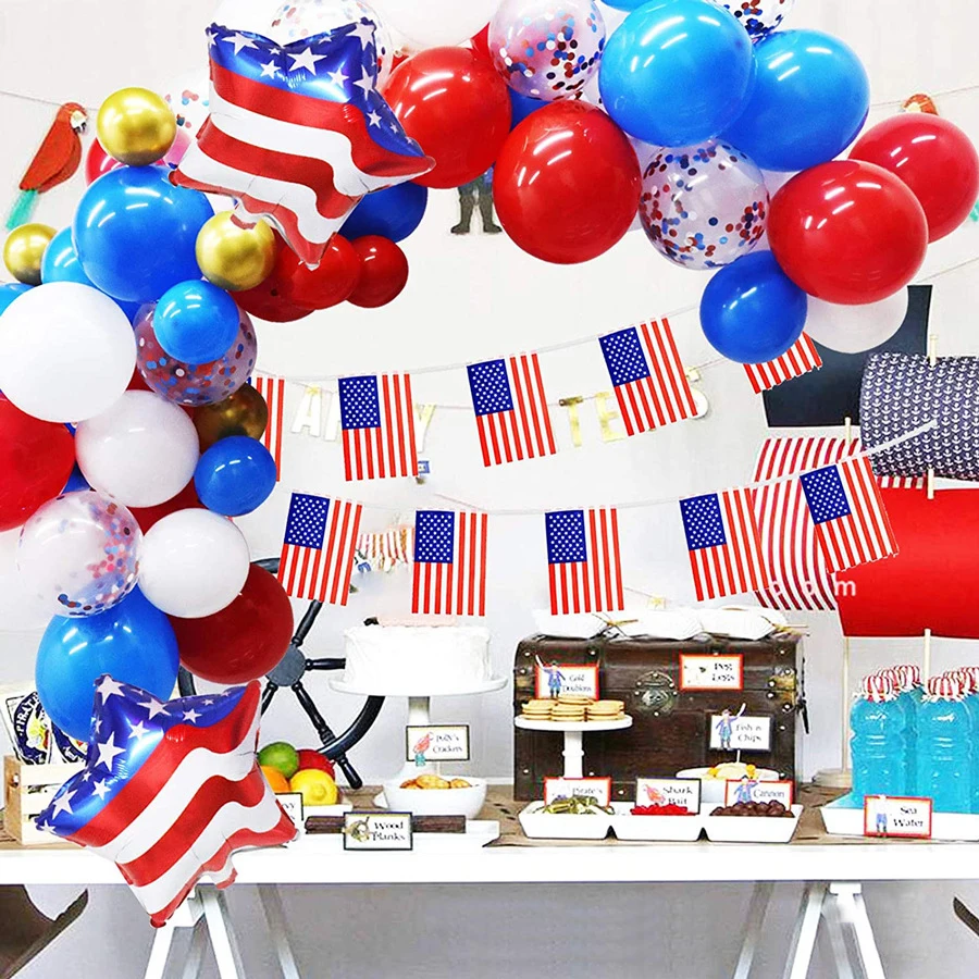 

JOYMEMO American Independence Day Themed Party Decoration Balloons Garland Arch Kit USA Flag Banner 4th of July Party Supplies