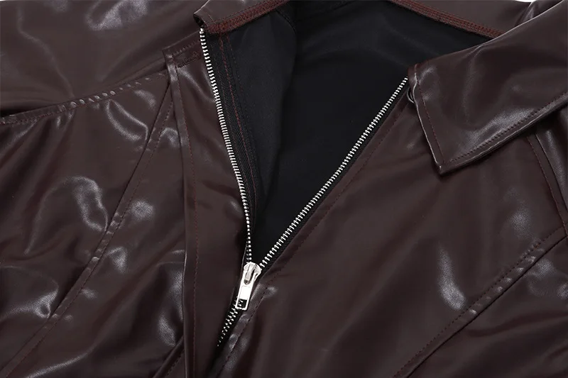 Chaquetas de PU retro con cremallera para mujer, abrigos básicos informales de temperamento sólido de invierno para mujer, chaqueta de cuero de moda de otoño 2025 para mujer
