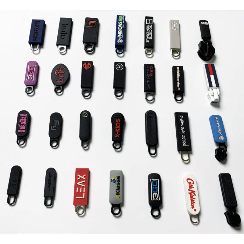 3D Zipper Pull TPU Zip Puller PVC Drop Plastic Zipper Sliders Soft Rubber Label Tag Silicone Bag ZIP 1000pcs