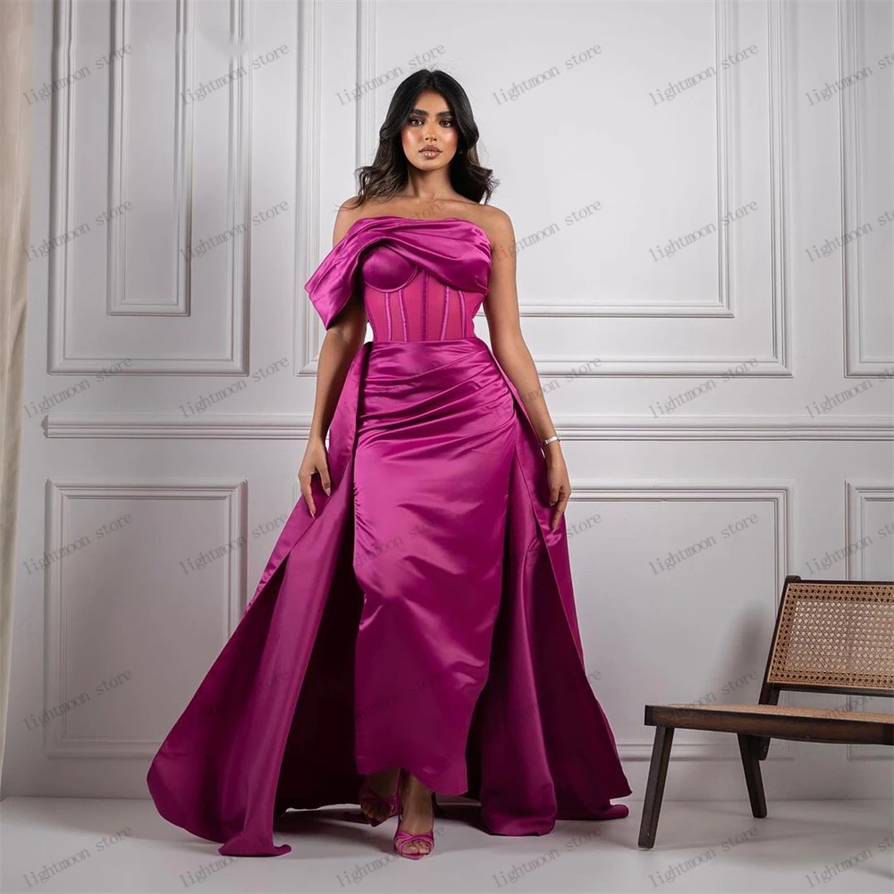 

Classic Satin Evening Dresses Purple Prom Dress Off The Shoulder Robes For Formal Party Elegant Sheath Mermaid Vestidos De Gala
