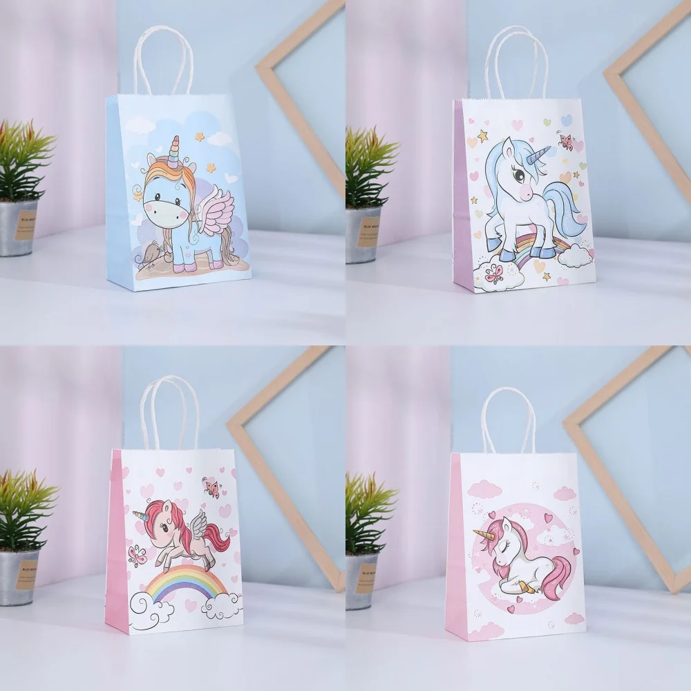 4 Stück Baby-Shower Kraftpapiertüten Rosa Blau Vlies-Geschenkverpackungstüten für Kekse Süßigkeiten Geschlechtsoffenbarung Geburtstagsparty Gastgeschenke – Detail 3