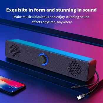 Long Desktop Dual Speakers 3D Stereo Sound USB Powered High-quality Bluetooth AUX 3.5mm Deep Bass & Clear Treble for Laptops TV