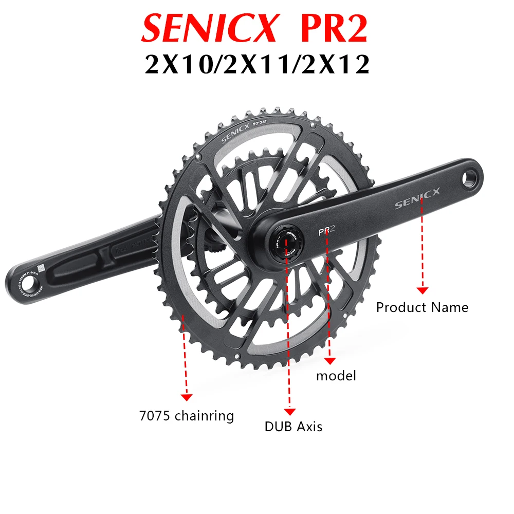 [美品]PR2クランク SENICX PR2 ロードバイク クランク クランクセット 165/172/175
