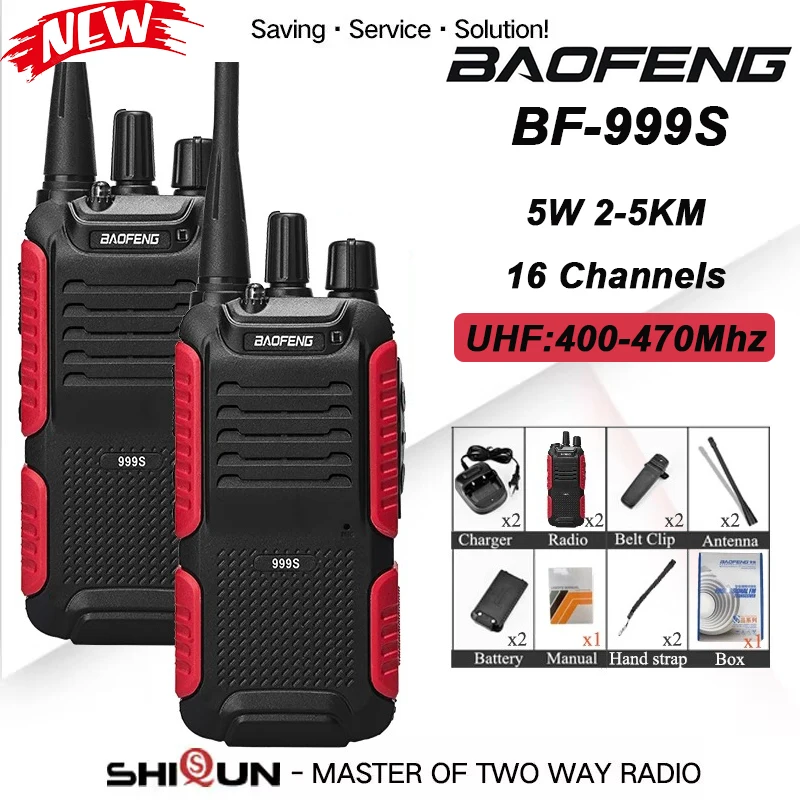 Baofeng BF-999S WalkieTalkie UHF Bande Militaire Bidirectionnelle Ham Radio FM Transcsec CB Radios Pour La Sécurité 5KM BF999s Mise À Jour De 777s