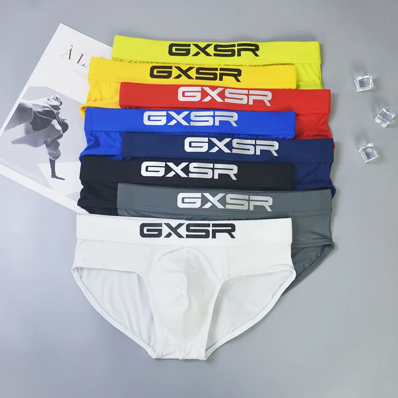 

Fashion brand GXSR men's briefs milk silk ice silk low waist breathable elastic bag close-fitting comfortable briefs.