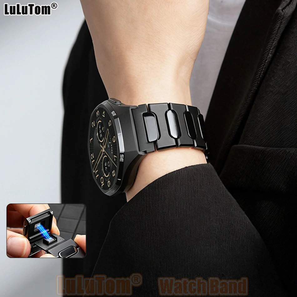 삼성 갤럭시 워치 Ultra 2025 47mm 및 Watch 8 Classic 40mm/44mm/46mm용 22mm 고급 티타늄 밴드 ? 강력한 자석 버클 스트랩