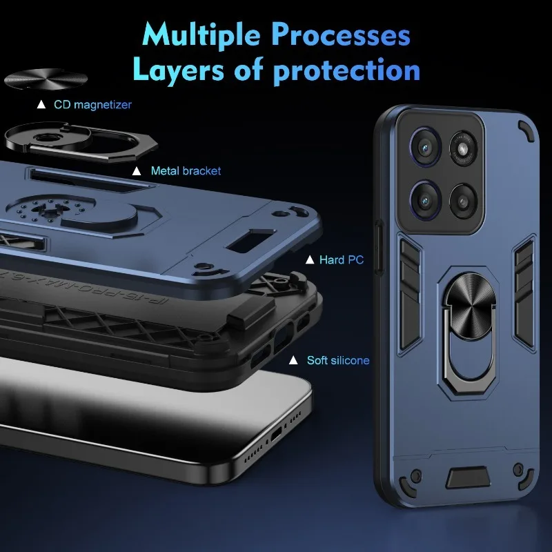 Durable Magnetic Holder Shockproof Armor Phone Case with Enhanced Protection