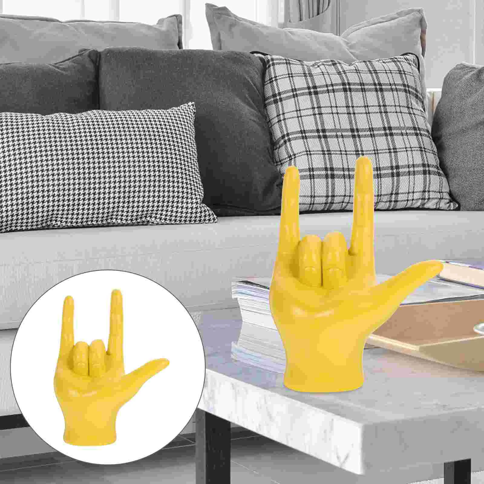 

Hand Gesture Desk Sculpture Shelf Decor Accents Peace Finger Statue Desktop Ornament