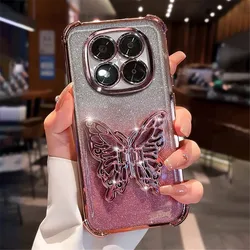 Glitter Shockproof Silicone Butterfly Bracket Phone Case - OPPO A36 4G (4)