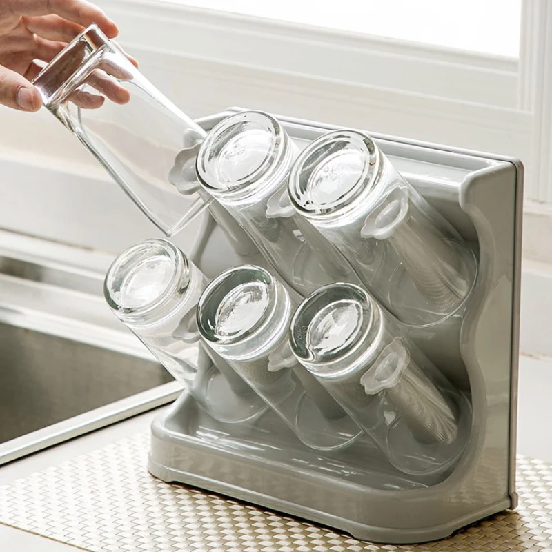

glass storage holder Household hanging cup storage rack Mountable wall detachable plastic drain cup holder Kitchen accessories