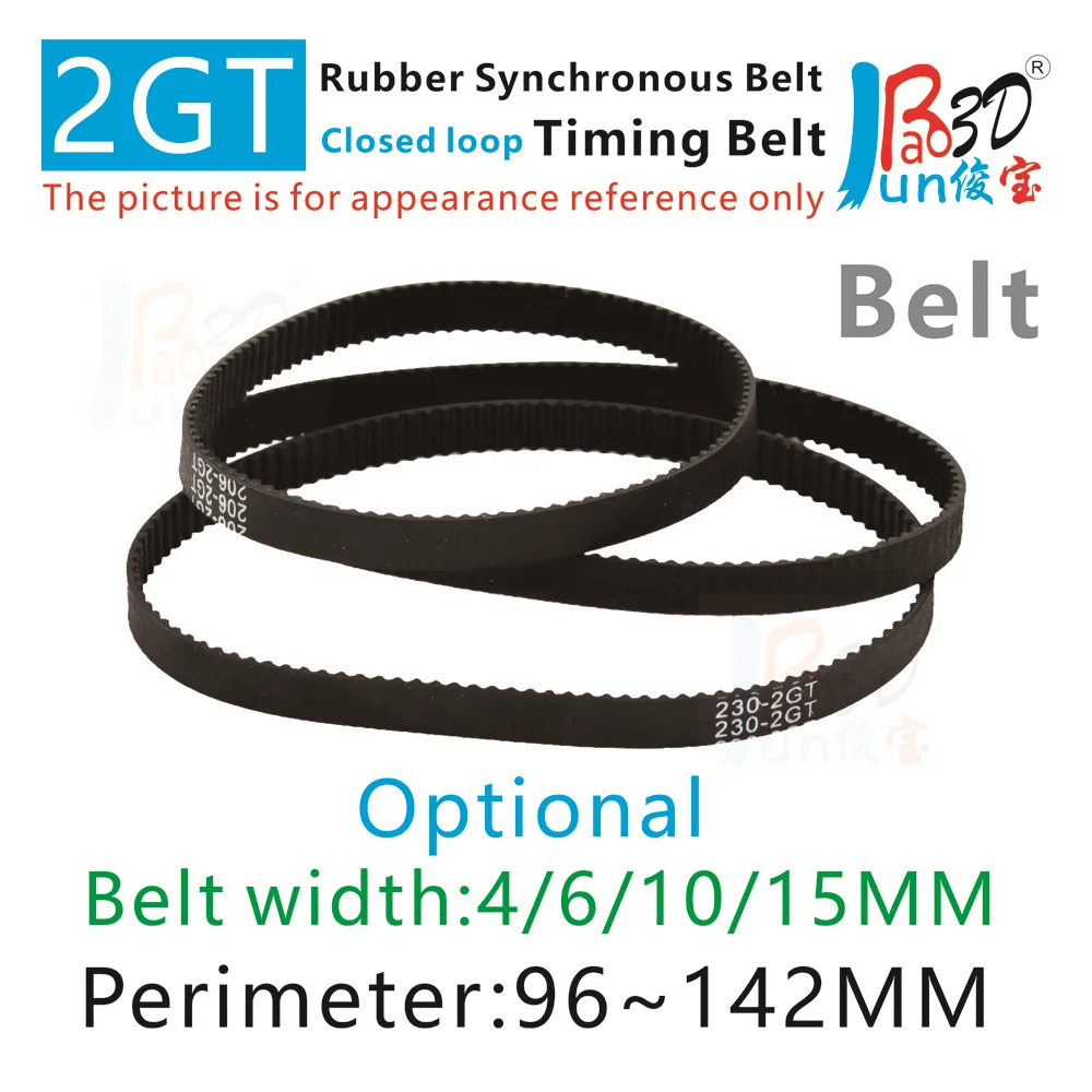 

GT2 6mm Closed Loop Rubber 2GT Timing Belt L: 96 -108 110 -120 122 124 126 128 130 132 134 136 138 140 mm 3D Printer Accessories