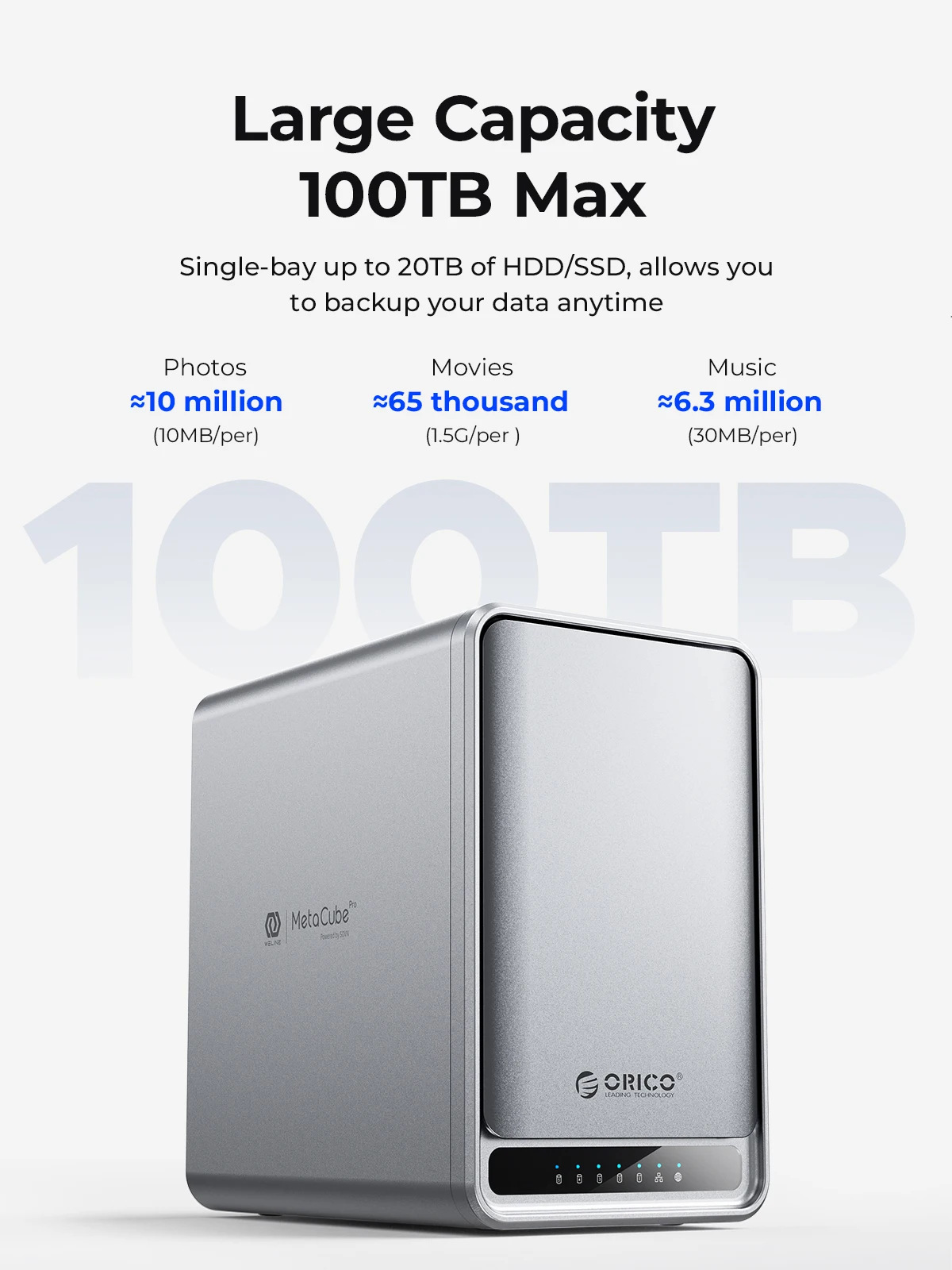 ORICO 개인 네트워크 부착 스토리지 지지대, 원격 액세스 공유 데이터 지능형 분류, 자동 백업, 2/5 베이
