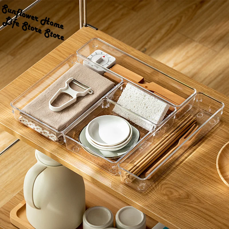 7Sizes/Set Under Desk Drawer Organizer Table Storage Box Paste Type  Household Cosmetics Kitchen Office Supplies 